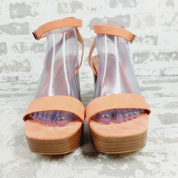 New Nordstrom Anita Leather Peach Platform Ankle Buckle Sandals A136 - Picture 3 of 12